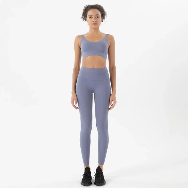 SOISOU Nylon Trainingsanzüge Damen Yoga Set Sportanzug Fitnessstudio Fitness BH Leggings Frauen Lounge Wear Crop Tops Sexy 18 Farben