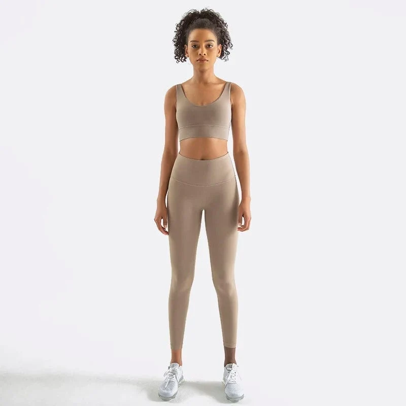 SOISOU Nylon Trainingsanzüge Damen Yoga Set Sportanzug Fitnessstudio Fitness BH Leggings Frauen Lounge Wear Crop Tops Sexy 18 Farben