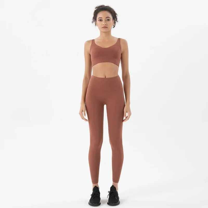 SOISOU Nylon Trainingsanzüge Damen Yoga Set Sportanzug Fitnessstudio Fitness BH Leggings Frauen Lounge Wear Crop Tops Sexy 18 Farben