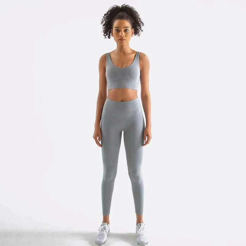 SOISOU Nylon Trainingsanzüge Damen Yoga Set Sportanzug Fitnessstudio Fitness BH Leggings Frauen Lounge Wear Crop Tops Sexy 18 Farben