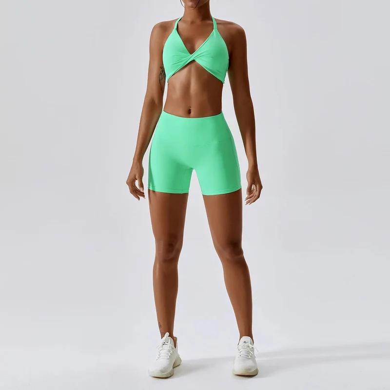 Damen-Trainingsanzug, nahtlos, Yoga-Set, 2-teilig, Workout, Sportbekleidung, Fitnessstudio, Kleidung, Kordelzug, hohe Taille, Leggings, Fitness-Sportanzüge