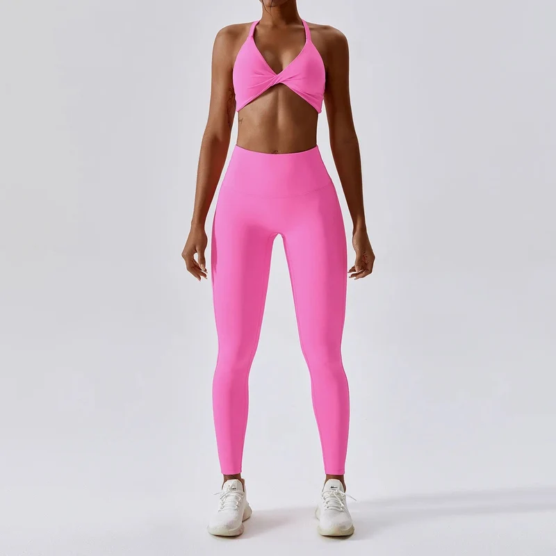 Damen-Trainingsanzug, nahtlos, Yoga-Set, 2-teilig, Workout, Sportbekleidung, Fitnessstudio, Kleidung, Kordelzug, hohe Taille, Leggings, Fitness-Sportanzüge
