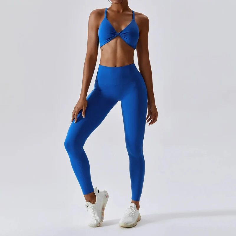 Damen-Trainingsanzug, nahtlos, Yoga-Set, 2-teilig, Workout, Sportbekleidung, Fitnessstudio, Kleidung, Kordelzug, hohe Taille, Leggings, Fitness-Sportanzüge