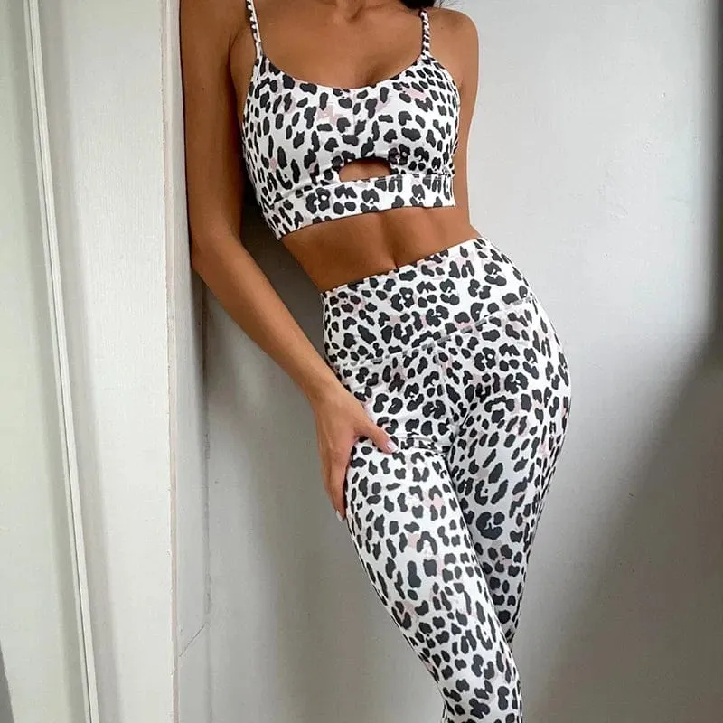 Leopard Print Yoga Set Frauen Kleidung Kostenloser Versand Quick Dry frauen Fitness Hosen Sets Frau Outfits frauen Gym hosen Anzug