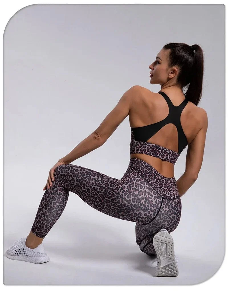 Leopard Print Yoga Set Frauen Kleidung Kostenloser Versand Quick Dry frauen Fitness Hosen Sets Frau Outfits frauen Gym hosen Anzug