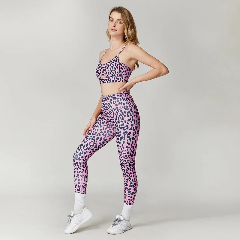 Leopard Print Yoga Set Frauen Kleidung Kostenloser Versand Quick Dry frauen Fitness Hosen Sets Frau Outfits frauen Gym hosen Anzug