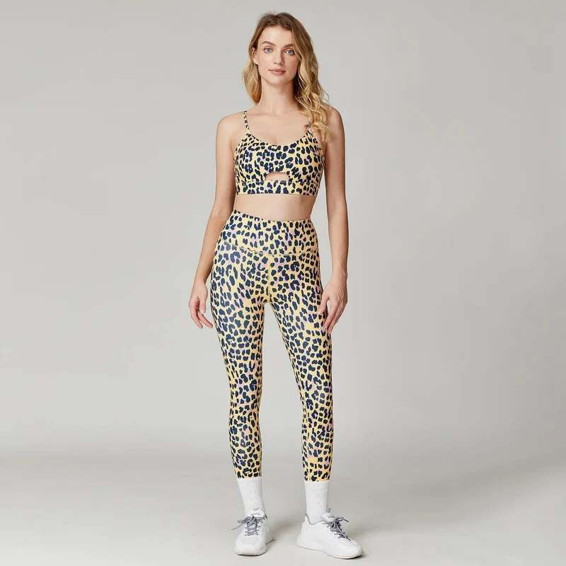 Leopard Print Yoga Set Frauen Kleidung Kostenloser Versand Quick Dry frauen Fitness Hosen Sets Frau Outfits frauen Gym hosen Anzug