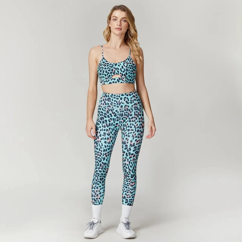 Leopard Print Yoga Set Frauen Kleidung Kostenloser Versand Quick Dry frauen Fitness Hosen Sets Frau Outfits frauen Gym hosen Anzug