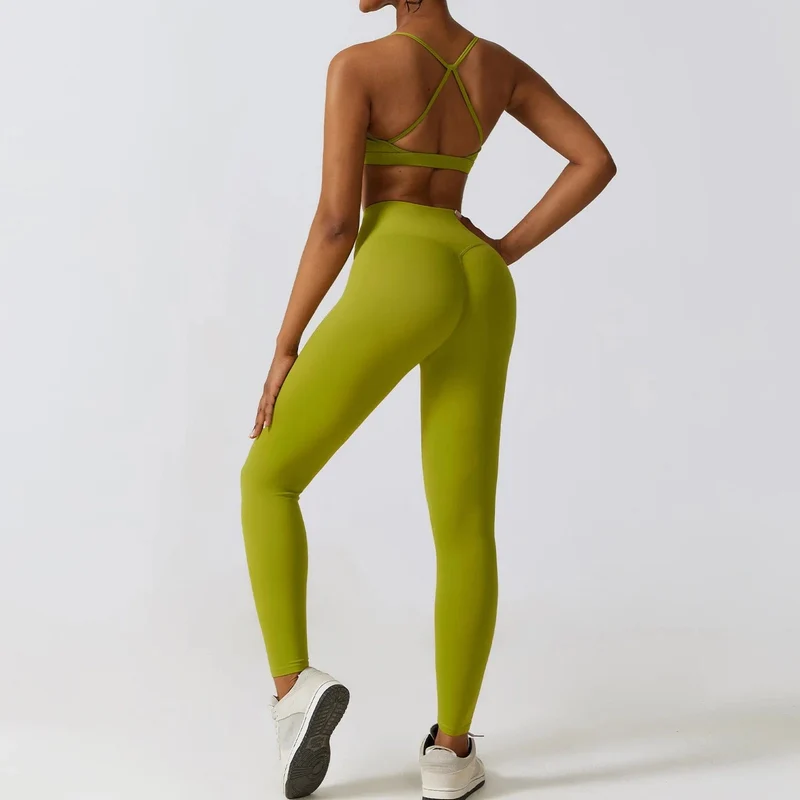 Sportbekleidung Yoga-Set Damen Trainingskleidung Sportbekleidung Sport Gym Leggings Nahtlose Fitness BH Crop Top Langarm Yoga Anzug