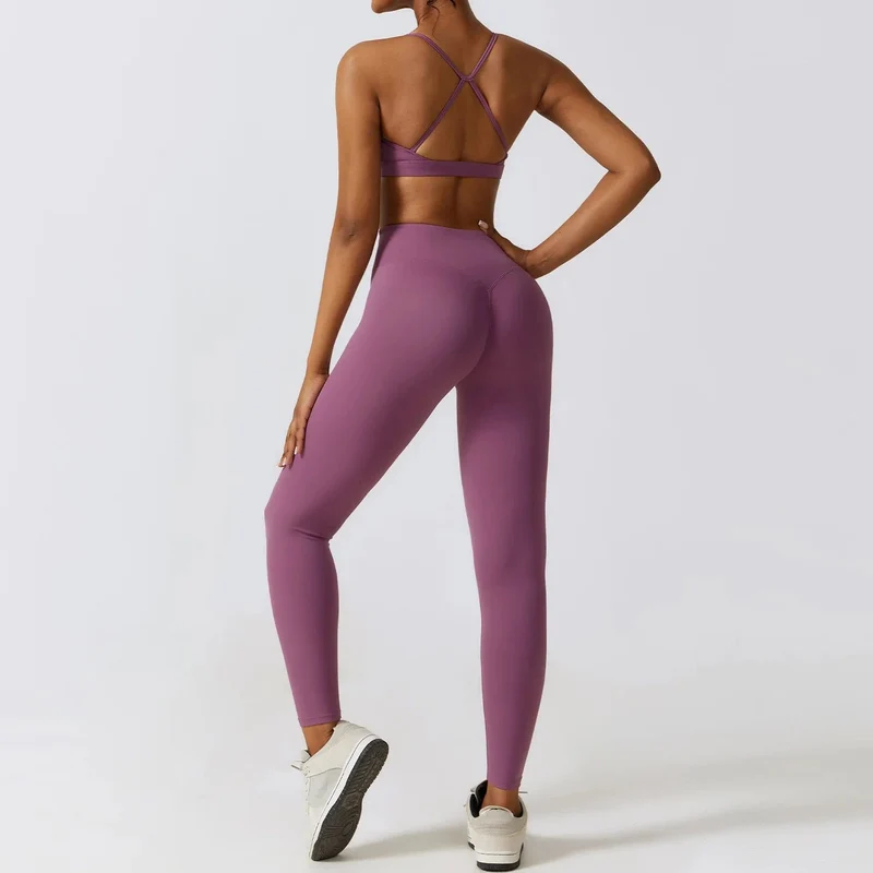 Sportbekleidung Yoga-Set Damen Trainingskleidung Sportbekleidung Sport Gym Leggings Nahtlose Fitness BH Crop Top Langarm Yoga Anzug