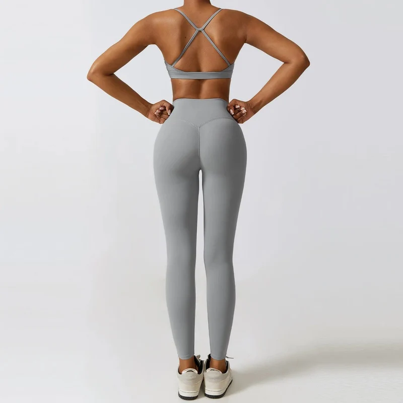 Sportbekleidung Yoga-Set Damen Trainingskleidung Sportbekleidung Sport Gym Leggings Nahtlose Fitness BH Crop Top Langarm Yoga Anzug