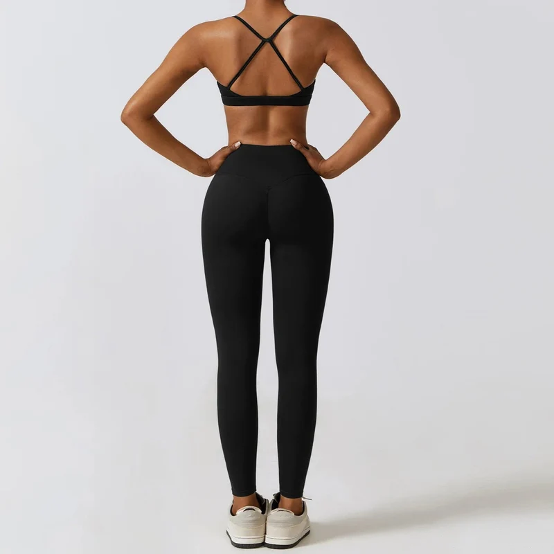 Sportbekleidung Yoga-Set Damen Trainingskleidung Sportbekleidung Sport Gym Leggings Nahtlose Fitness BH Crop Top Langarm Yoga Anzug