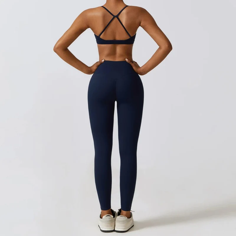 Sportbekleidung Yoga-Set Damen Trainingskleidung Sportbekleidung Sport Gym Leggings Nahtlose Fitness BH Crop Top Langarm Yoga Anzug
