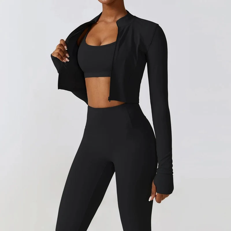 Sportbekleidung Yoga-Set Damen Trainingskleidung Sportbekleidung Sport Gym Leggings Nahtlose Fitness BH Crop Top Langarm Yoga Anzug