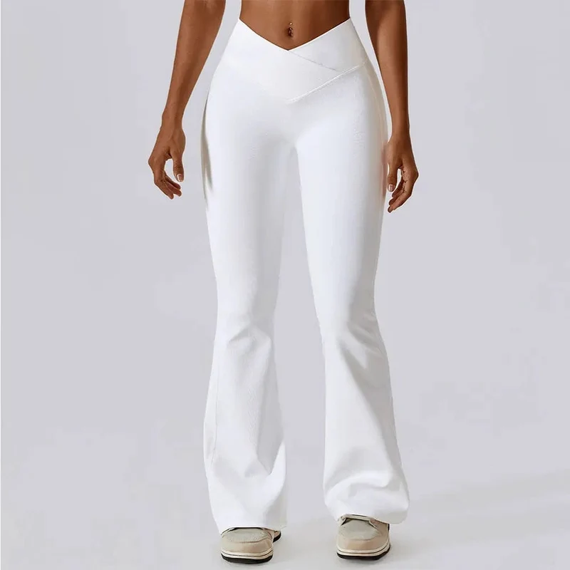 Flare Leggings Yogahose Damen Hohe Taille Weite Beinhose Damen Gym Workout Fitness Sport Schlaghose Latein Tanzhose