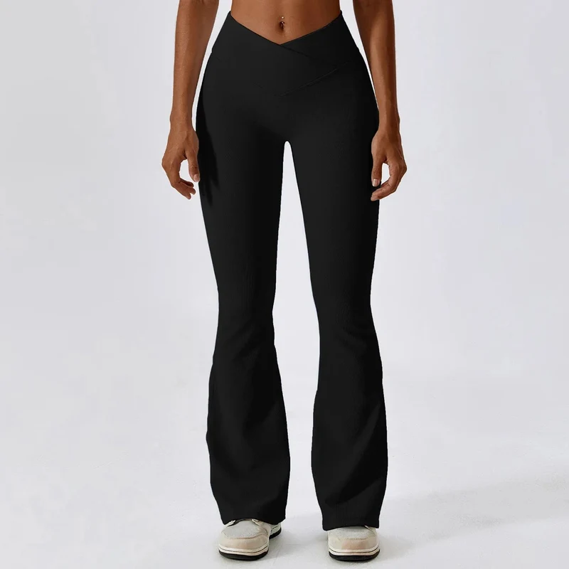 Flare Leggings Yogahose Damen Hohe Taille Weite Beinhose Damen Gym Workout Fitness Sport Schlaghose Latein Tanzhose