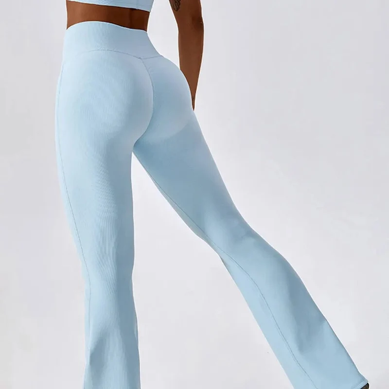 Flare Leggings Yogahose Damen Hohe Taille Weite Beinhose Damen Gym Workout Fitness Sport Schlaghose Latein Tanzhose