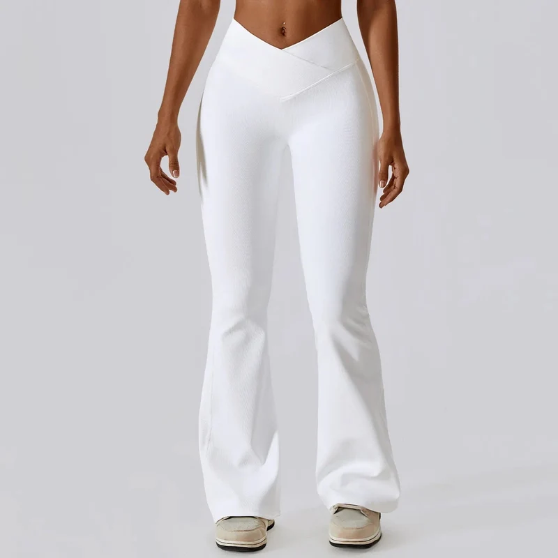 Flare Leggings Yogahose Damen Hohe Taille Weite Beinhose Damen Gym Workout Fitness Sport Schlaghose Latein Tanzhose