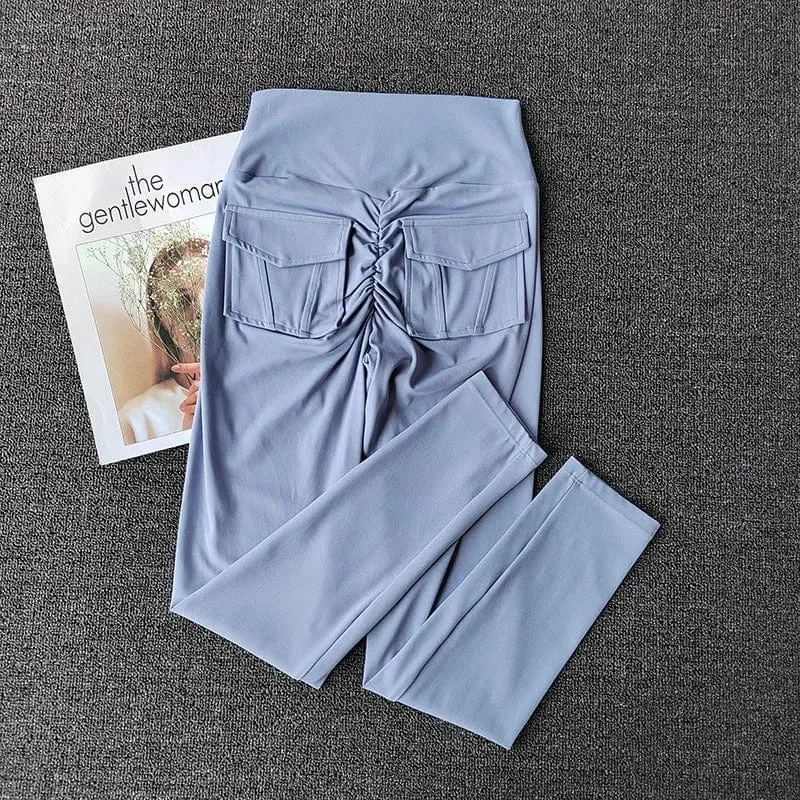 TRY TO BN Fitness-Yogahosen, Sport-Stretch-Leggings mit Tasche, Damen, hautfarben, hohe Taille, Push-Up-Leggings, Workout, Laufen, Fitnessstudio