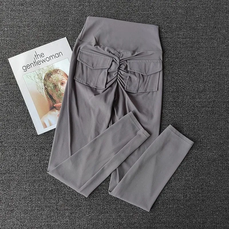 TRY TO BN Fitness-Yogahosen, Sport-Stretch-Leggings mit Tasche, Damen, hautfarben, hohe Taille, Push-Up-Leggings, Workout, Laufen, Fitnessstudio