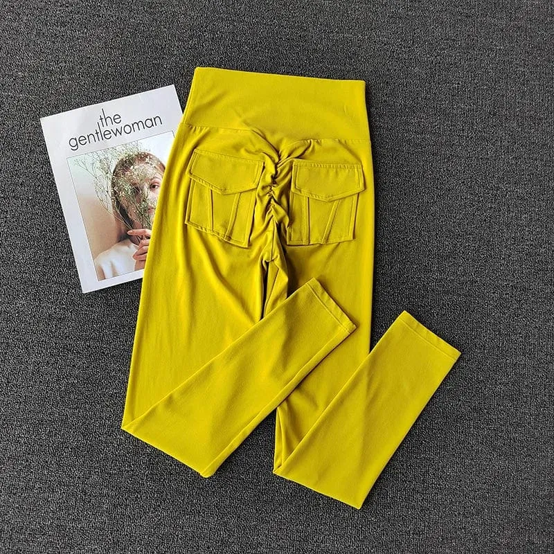 TRY TO BN Fitness-Yogahosen, Sport-Stretch-Leggings mit Tasche, Damen, hautfarben, hohe Taille, Push-Up-Leggings, Workout, Laufen, Fitnessstudio