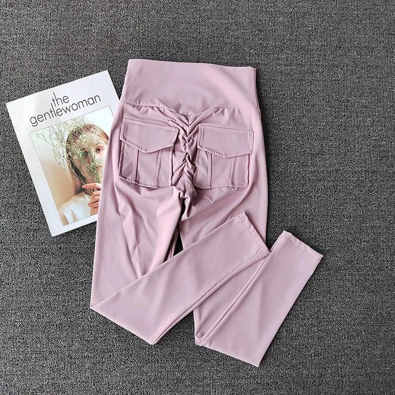 TRY TO BN Fitness-Yogahosen, Sport-Stretch-Leggings mit Tasche, Damen, hautfarben, hohe Taille, Push-Up-Leggings, Workout, Laufen, Fitnessstudio