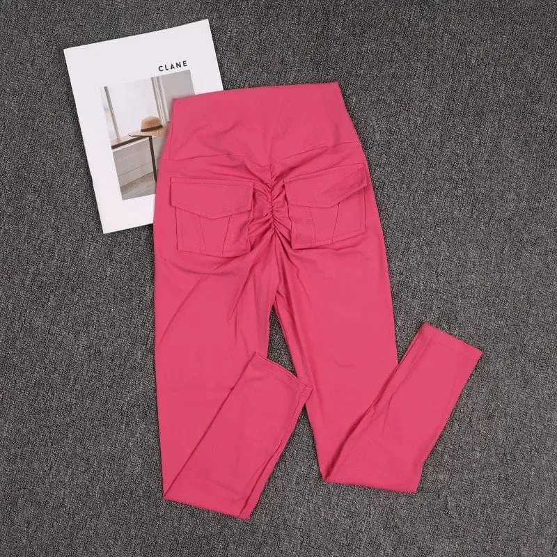 TRY TO BN Fitness-Yogahosen, Sport-Stretch-Leggings mit Tasche, Damen, hautfarben, hohe Taille, Push-Up-Leggings, Workout, Laufen, Fitnessstudio