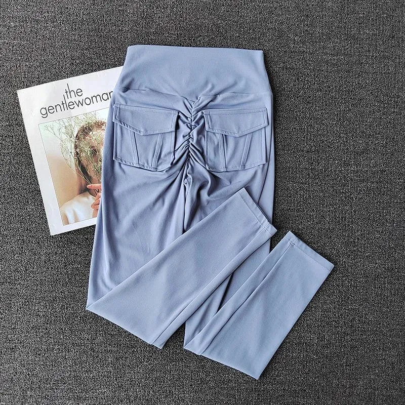 TRY TO BN Fitness-Yogahosen, Sport-Stretch-Leggings mit Tasche, Damen, hautfarben, hohe Taille, Push-Up-Leggings, Workout, Laufen, Fitnessstudio