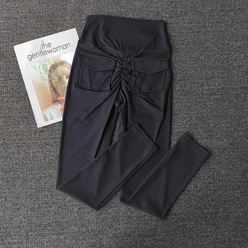 TRY TO BN Fitness-Yogahosen, Sport-Stretch-Leggings mit Tasche, Damen, hautfarben, hohe Taille, Push-Up-Leggings, Workout, Laufen, Fitnessstudio