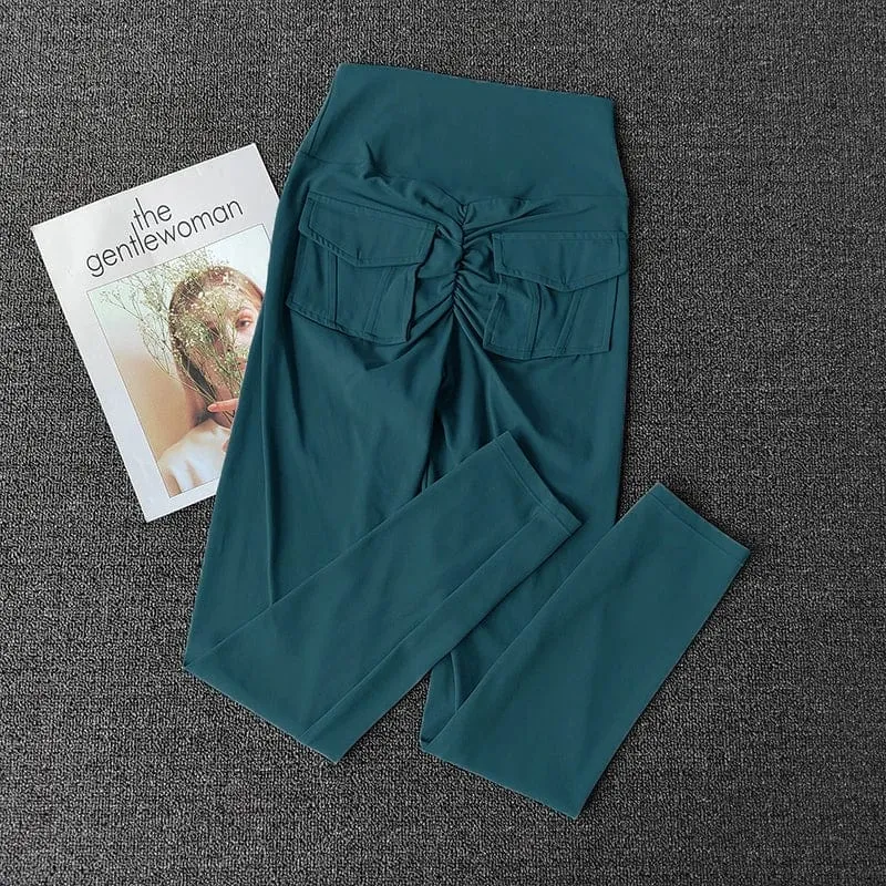 TRY TO BN Fitness-Yogahosen, Sport-Stretch-Leggings mit Tasche, Damen, hautfarben, hohe Taille, Push-Up-Leggings, Workout, Laufen, Fitnessstudio