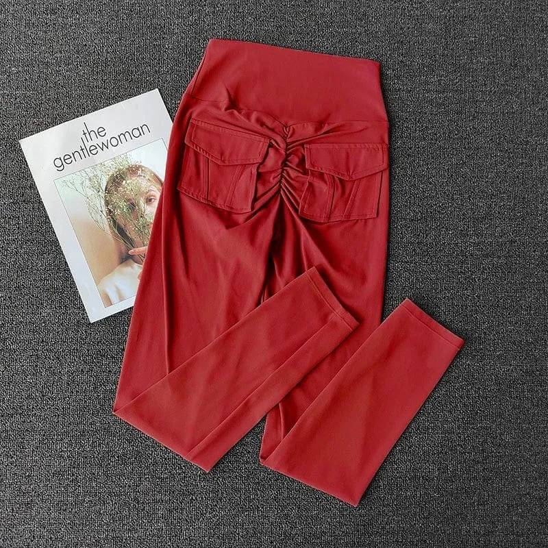 TRY TO BN Fitness-Yogahosen, Sport-Stretch-Leggings mit Tasche, Damen, hautfarben, hohe Taille, Push-Up-Leggings, Workout, Laufen, Fitnessstudio