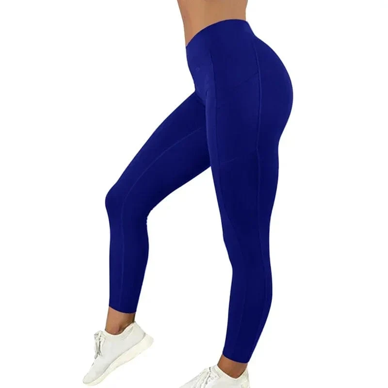 Sportbekleidung für Damen, Leggings mit Taschen, Yogahose, Fitness-Laufhose, dehnbare Sportbekleidung, Sporthose in Übergröße für Damen