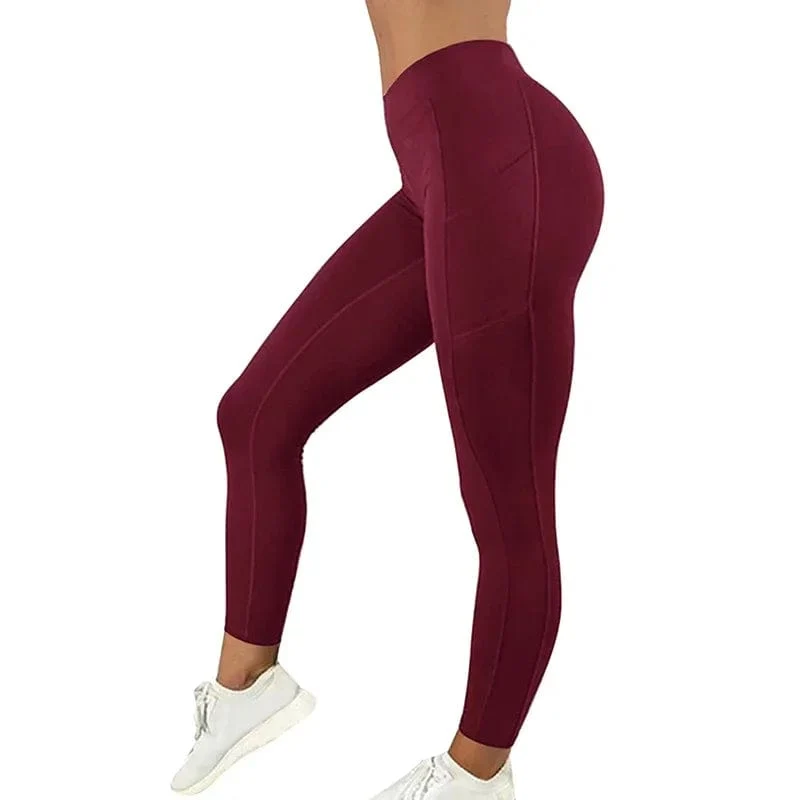 Sportbekleidung für Damen, Leggings mit Taschen, Yogahose, Fitness-Laufhose, dehnbare Sportbekleidung, Sporthose in Übergröße für Damen