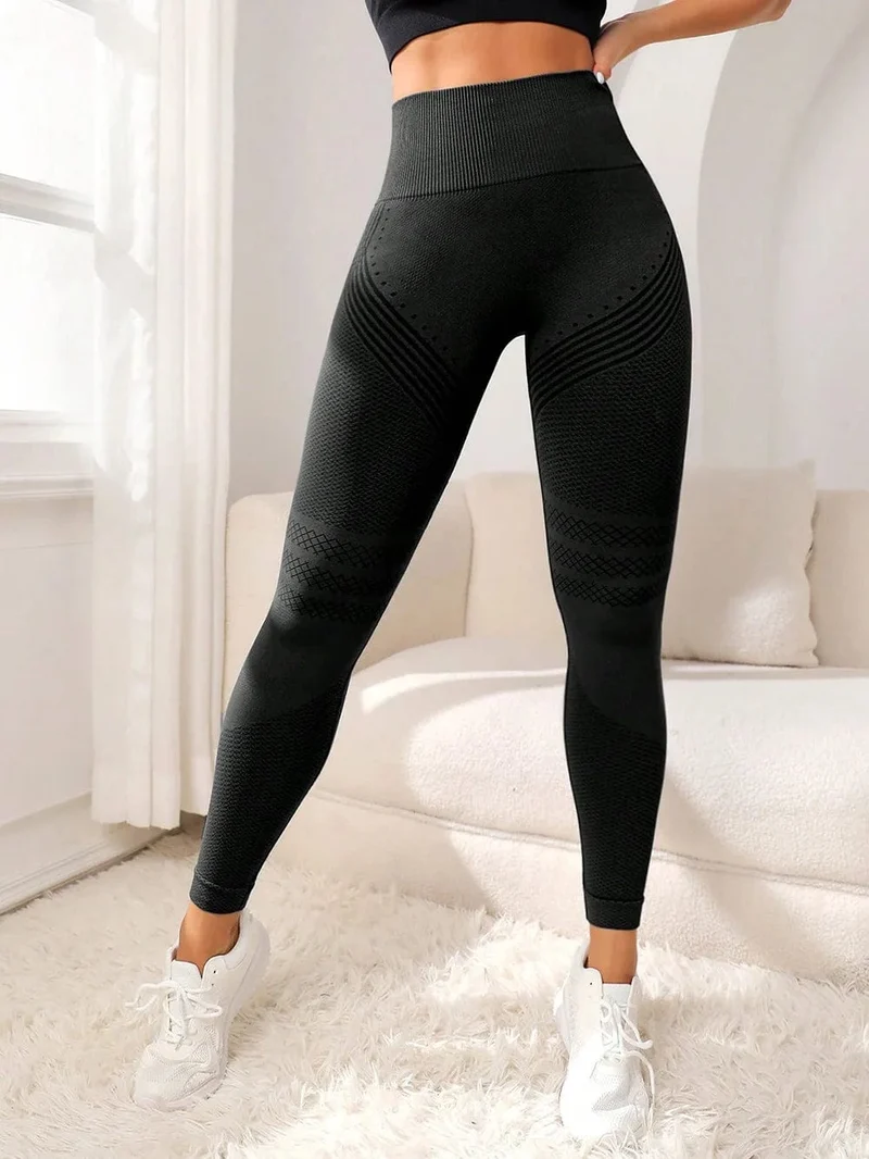 Sporthose mit sexy Linien, die das Gesäß anheben, enge Sporthose, hoch taillierte, elastische Fitnesshose für Damen, Lauf-Yogahose