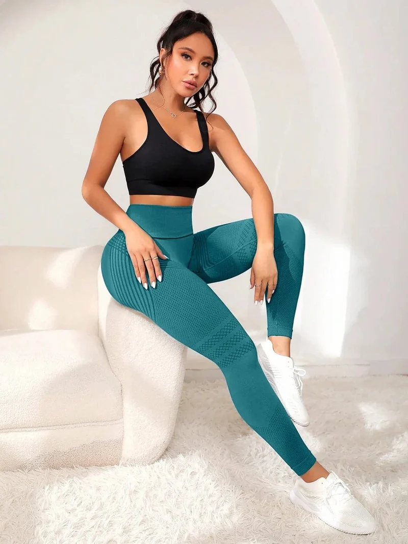 Sporthose mit sexy Linien, die das Gesäß anheben, enge Sporthose, hoch taillierte, elastische Fitnesshose für Damen, Lauf-Yogahose