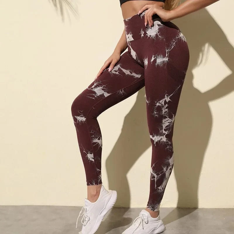 47 Farben Marmorierung Tie-Dye Yogahose Sport Leggings Damen Running Fitness Hohe Taille Nahtlose Gym Leggings Damen Workout Tights