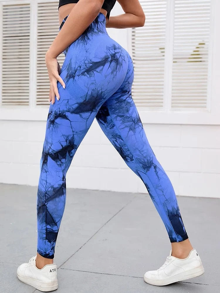 47 Farben Marmorierung Tie-Dye Yogahose Sport Leggings Damen Running Fitness Hohe Taille Nahtlose Gym Leggings Damen Workout Tights