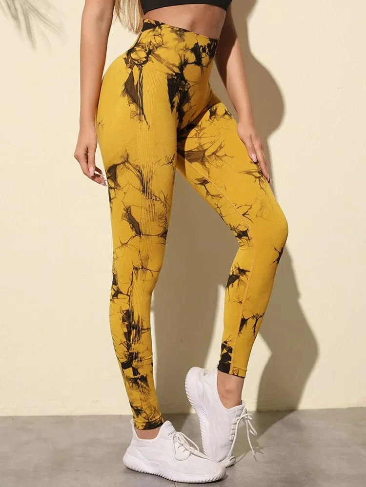 47 Farben Marmorierung Tie-Dye Yogahose Sport Leggings Damen Running Fitness Hohe Taille Nahtlose Gym Leggings Damen Workout Tights