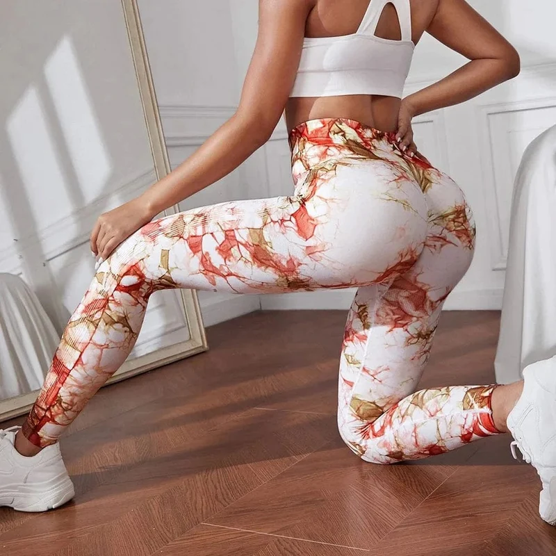 47 Farben Marmorierung Tie-Dye Yogahose Sport Leggings Damen Running Fitness Hohe Taille Nahtlose Gym Leggings Damen Workout Tights