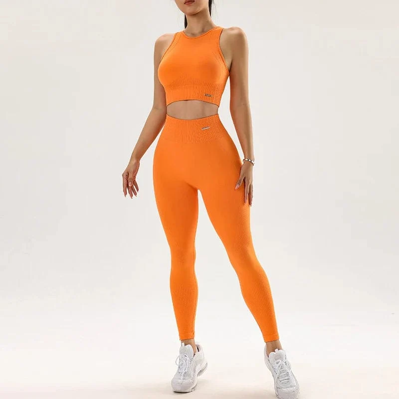 Yoga-Bekleidungsset für Damen, Leggings mit hoher Taille und Oberteil, zweiteilig, nahtlos, Fitness-Trainingskleidung, Fitness-Workout-Unterwäsche