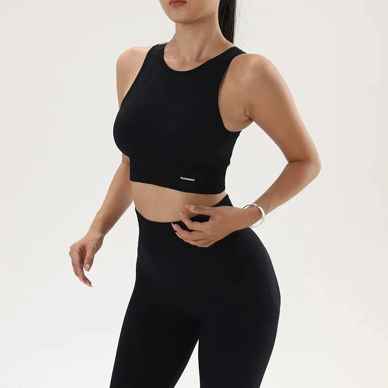 Yoga-Bekleidungsset für Damen, Leggings mit hoher Taille und Oberteil, zweiteilig, nahtlos, Fitness-Trainingskleidung, Fitness-Workout-Unterwäsche