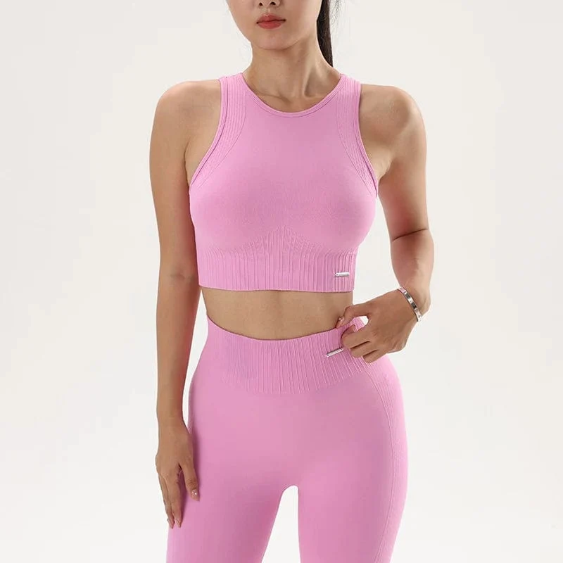 Yoga-Bekleidungsset für Damen, Leggings mit hoher Taille und Oberteil, zweiteilig, nahtlos, Fitness-Trainingskleidung, Fitness-Workout-Unterwäsche