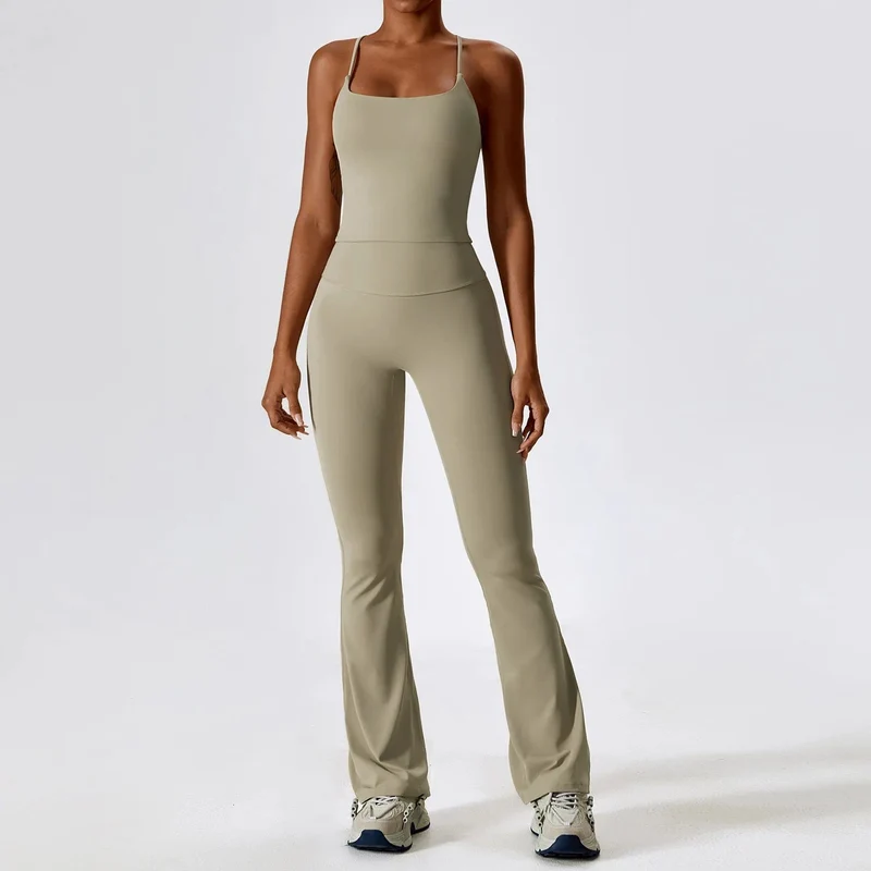 Yoga-Set 2-teilig Nahtlose Damen-Sportbekleidung Workout-Kleidung Sportbekleidung Gym Legging Fitness BH Crop Top Langarm Sportanzüge