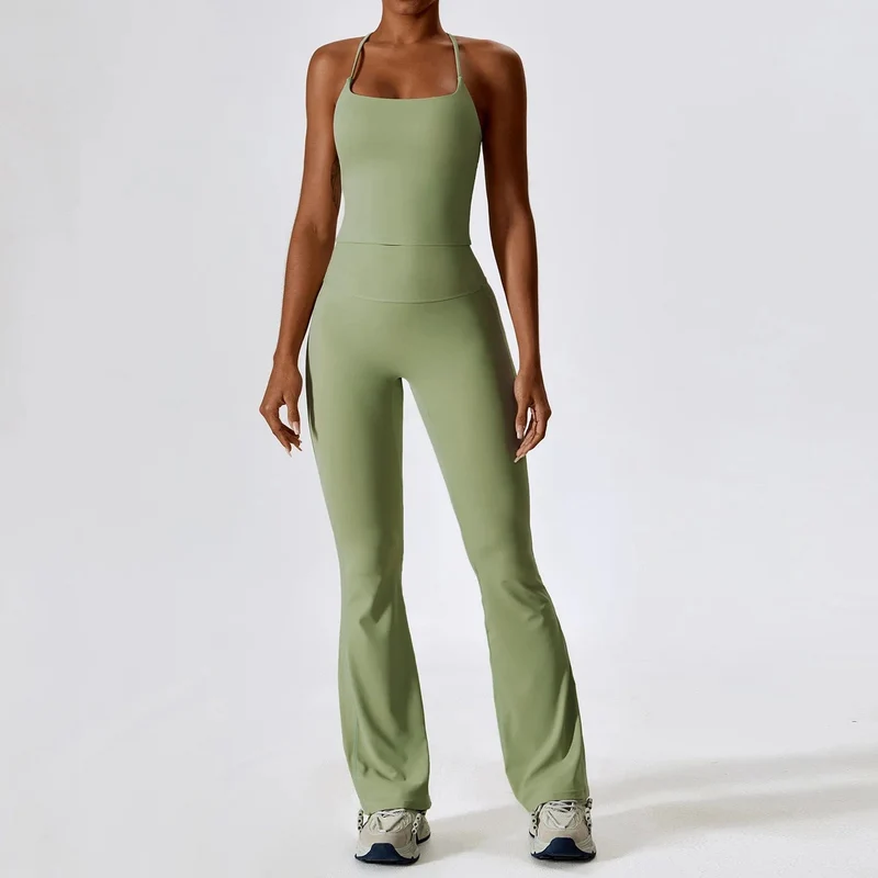 Yoga-Set 2-teilig Nahtlose Damen-Sportbekleidung Workout-Kleidung Sportbekleidung Gym Legging Fitness BH Crop Top Langarm Sportanzüge