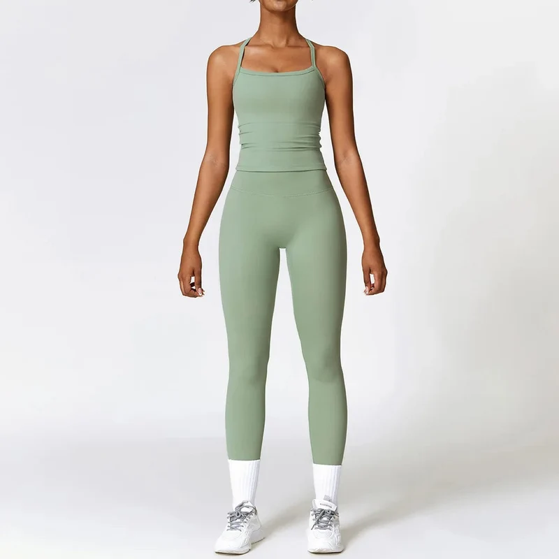 2PCS Nahtlose Yoga Set Frauen Workout Set Sportswear Gym Kleidung Fitness Langarm Crop Top Hohe Taille Leggings Sport anzüge