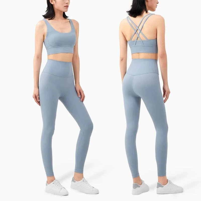 Vnazvnasi 2023 Yoga Set Leggings und Tops Fitness Sportanzüge Gym Kleidung Yoga Bh Nahtlose Leggings Laufschuhe Frauen Tops Hose