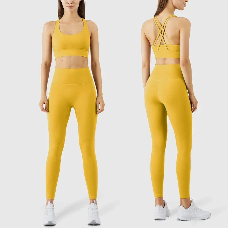 Vnazvnasi 2023 Yoga Set Leggings und Tops Fitness Sportanzüge Gym Kleidung Yoga Bh Nahtlose Leggings Laufschuhe Frauen Tops Hose