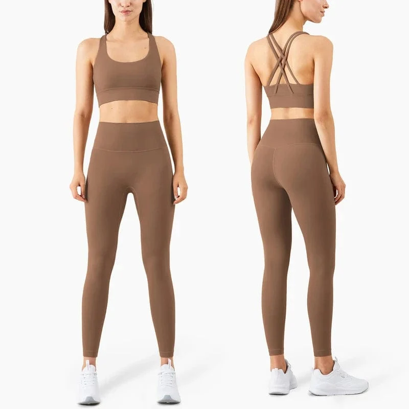 Vnazvnasi 2023 Yoga Set Leggings und Tops Fitness Sportanzüge Gym Kleidung Yoga Bh Nahtlose Leggings Laufschuhe Frauen Tops Hose