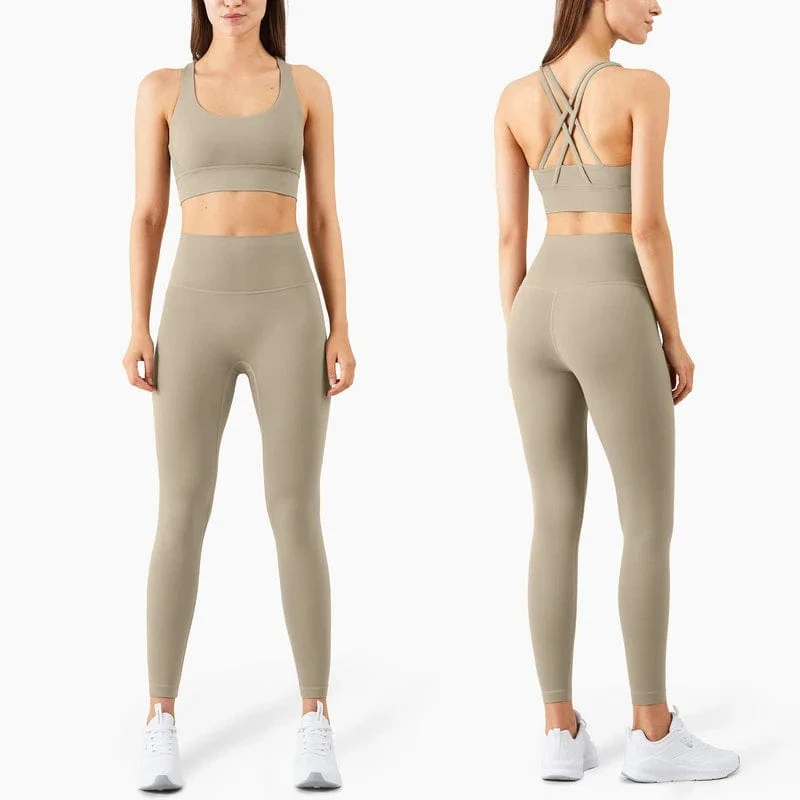 Vnazvnasi 2023 Yoga Set Leggings und Tops Fitness Sportanzüge Gym Kleidung Yoga Bh Nahtlose Leggings Laufschuhe Frauen Tops Hose