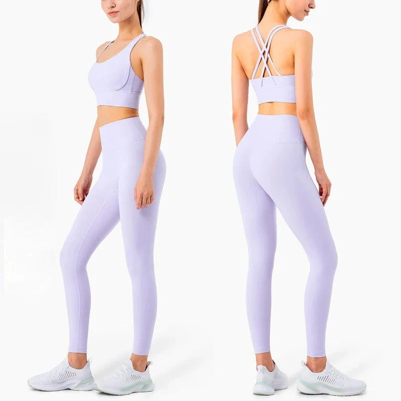 Vnazvnasi 2023 Yoga Set Leggings und Tops Fitness Sportanzüge Gym Kleidung Yoga Bh Nahtlose Leggings Laufschuhe Frauen Tops Hose